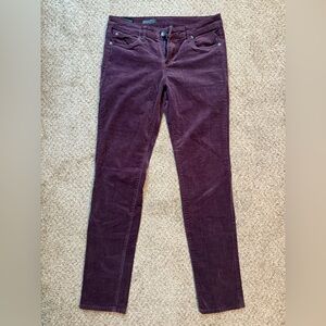 KUT from the Kloth Diana Skinny Corduroy Pants Size 8 Plum Stretch